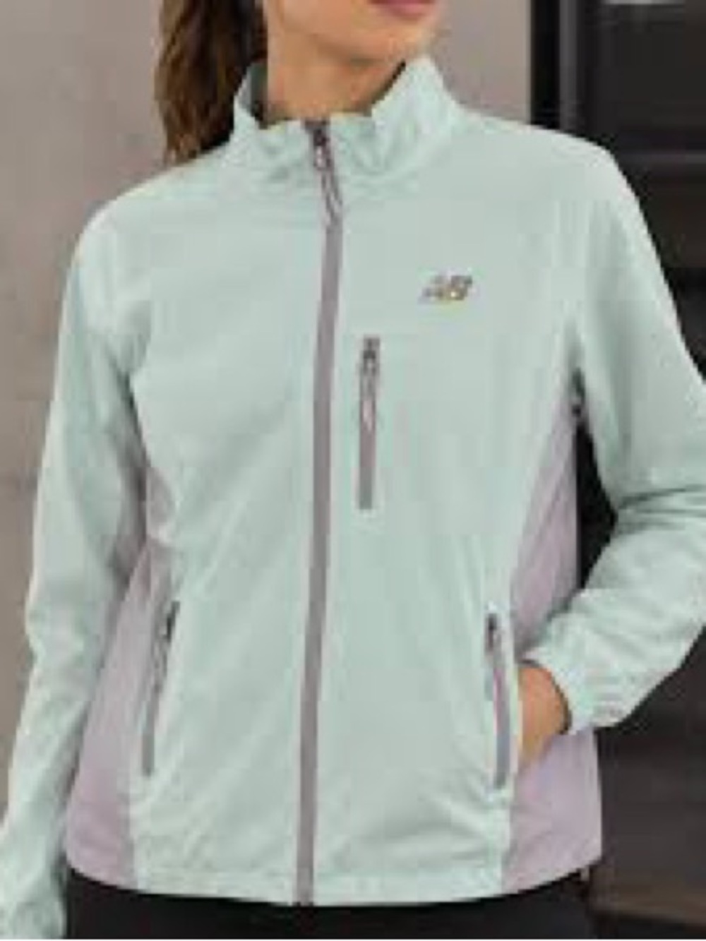 Women’s New Balance Light Teal and Gray Windbreaker Jacket, Size M